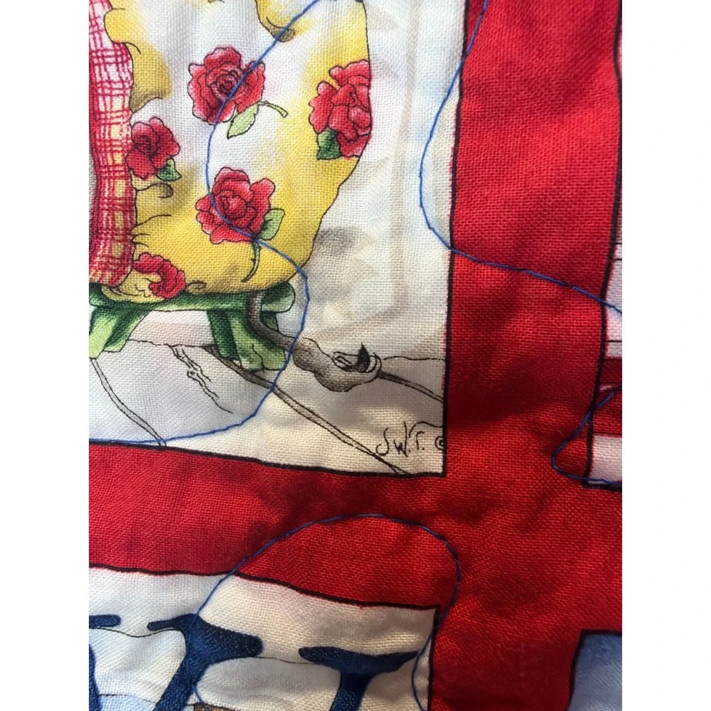 Vintage Animal Alphabet Baby Quilt Handmade Nursery Blanket Red Green Blue 48x41